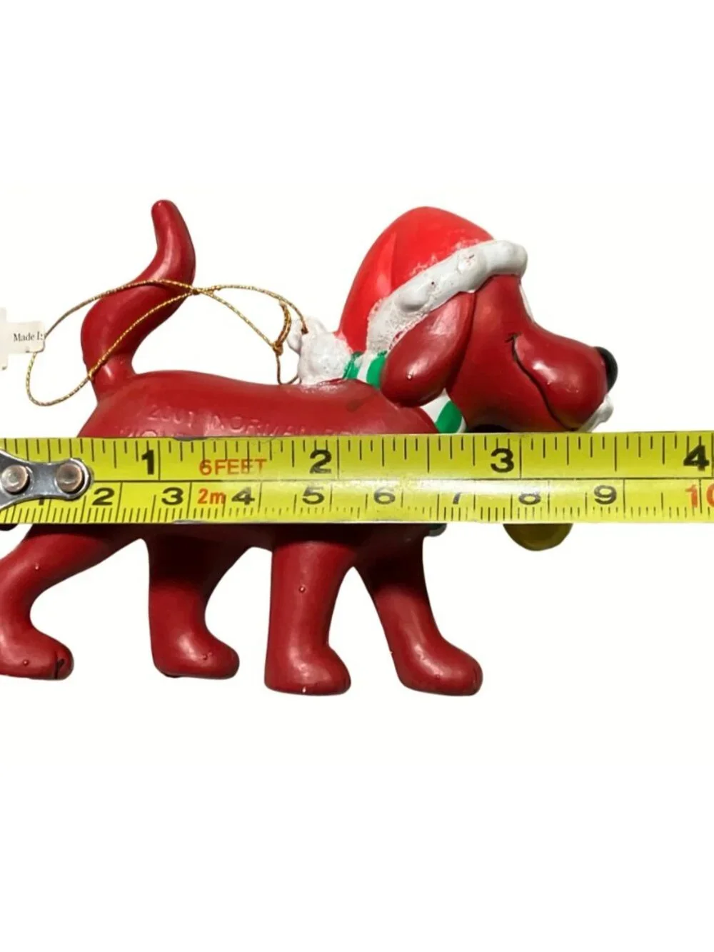 Clifford the Big Red Dog Christmas Ornament With Santa Hat and Scarf